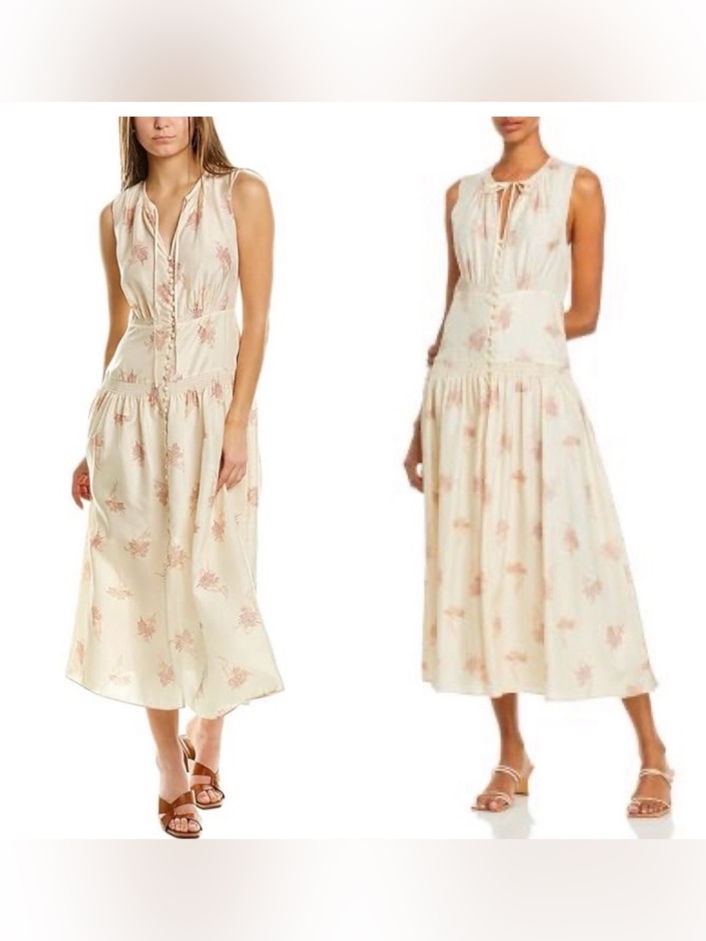 Rebecca Taylor Nora Floral Silk Button Front Midi Dress Size 6